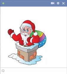 Santa Claus In A Chimney - Emoticon For Facebook