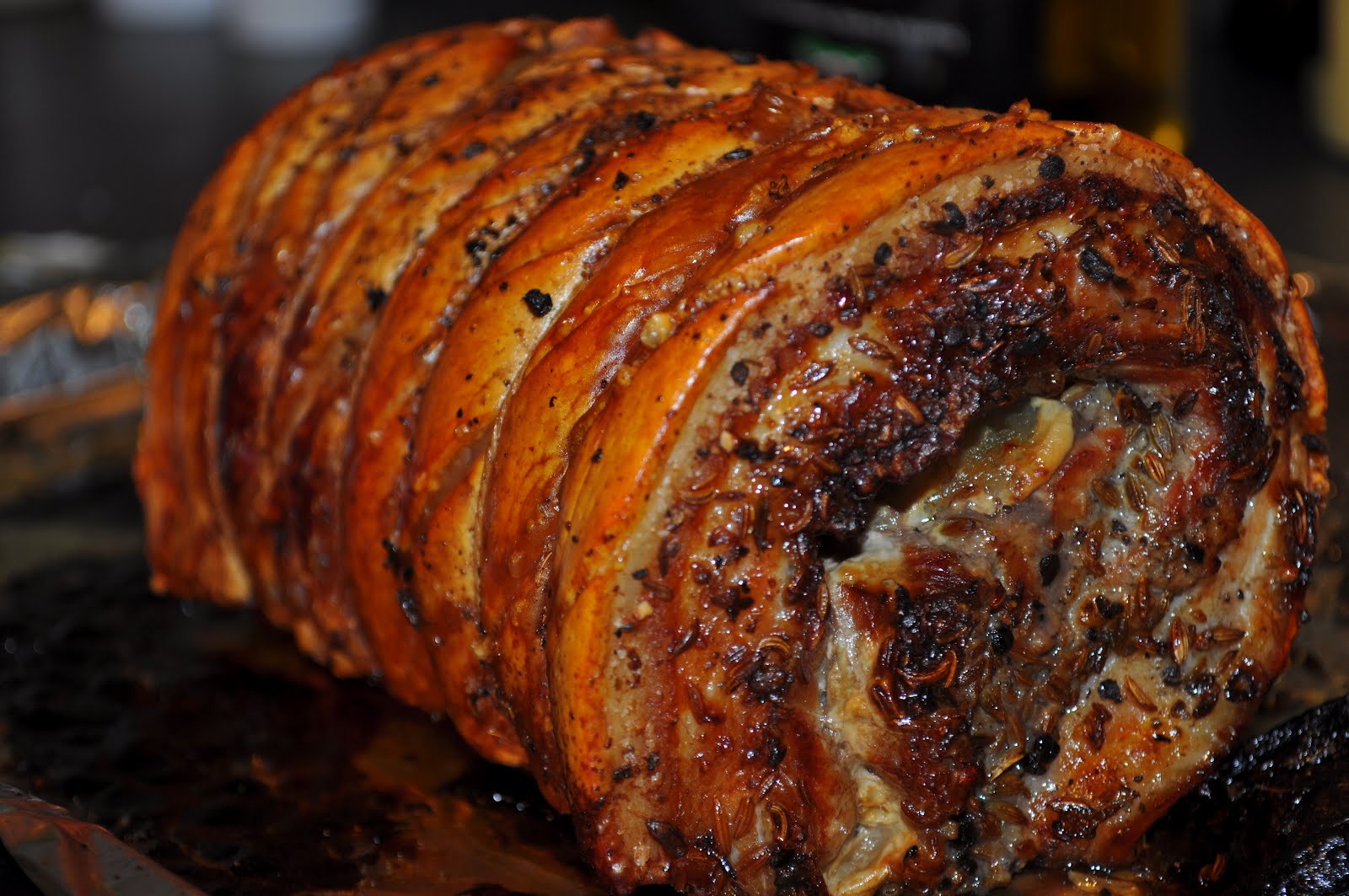 Busy Eating Crispy Pork Joint with Apple Sauce