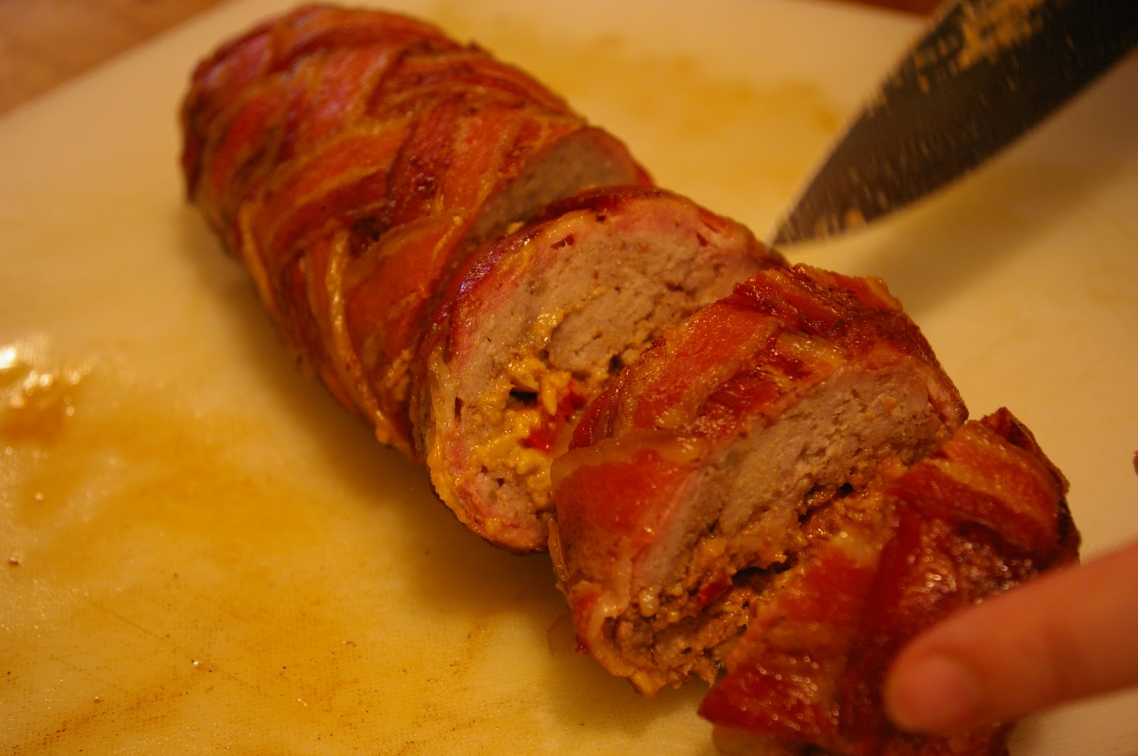The Worthy Cook Bacon Explosion (AKA Bacon Wrapped in Pork Wrapped in
