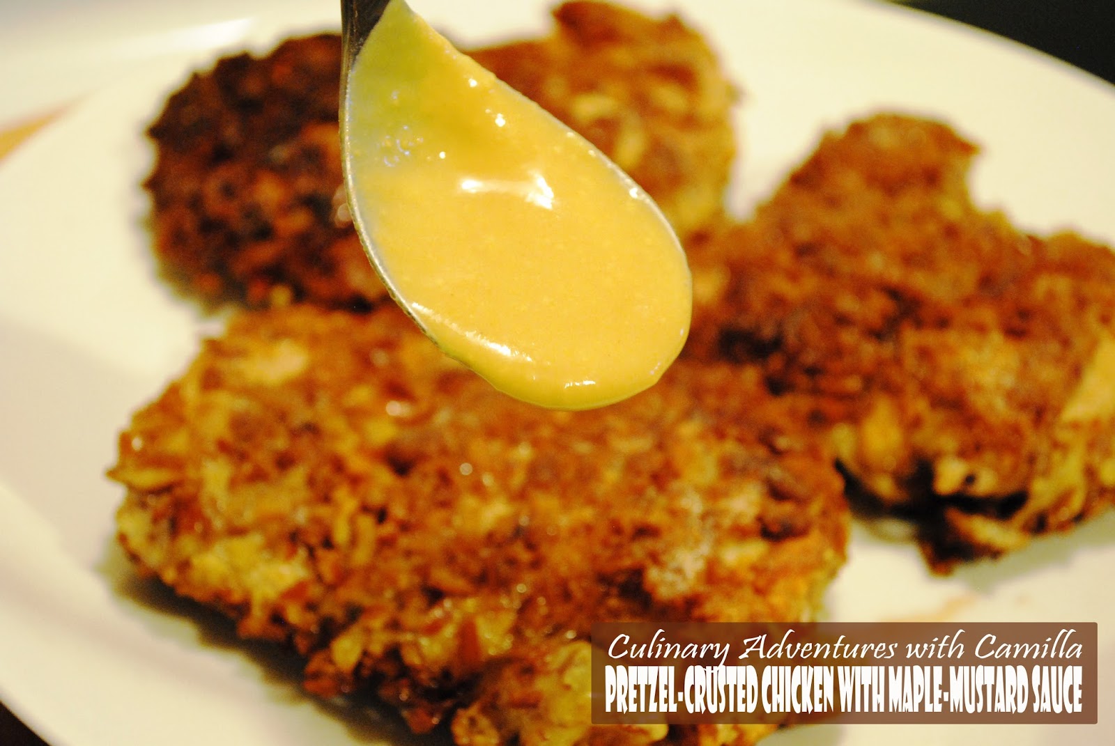 Improv Cooking Challenge PretzelCrusted Chicken with MapleMustard Sauce