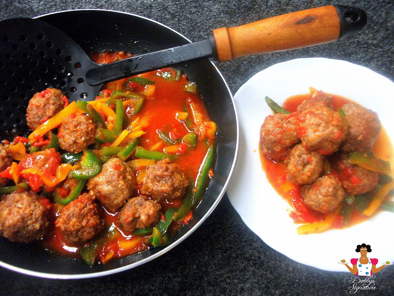 How to prepare Capsicum tomato sauce with meatballs Dobby's Signature