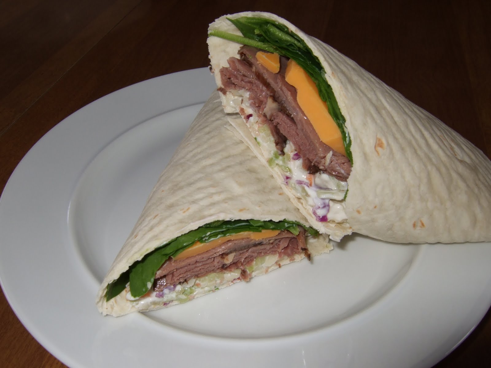 Her Yellow Apron Roast Beef Wrap With Horseradish Slaw