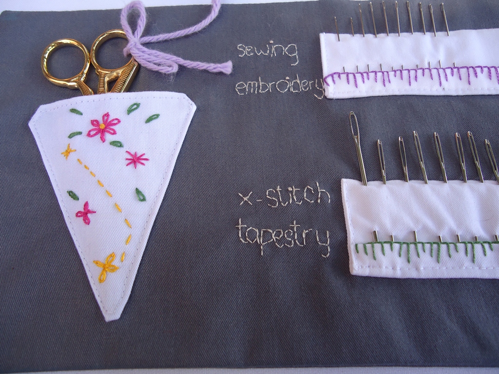 Stitch of Love Daisy embroidered needle case