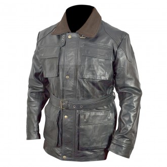 Mens The Dark Knight Rises Tom Hardy Bane 4 Square Pockets Brown Leather Jacket