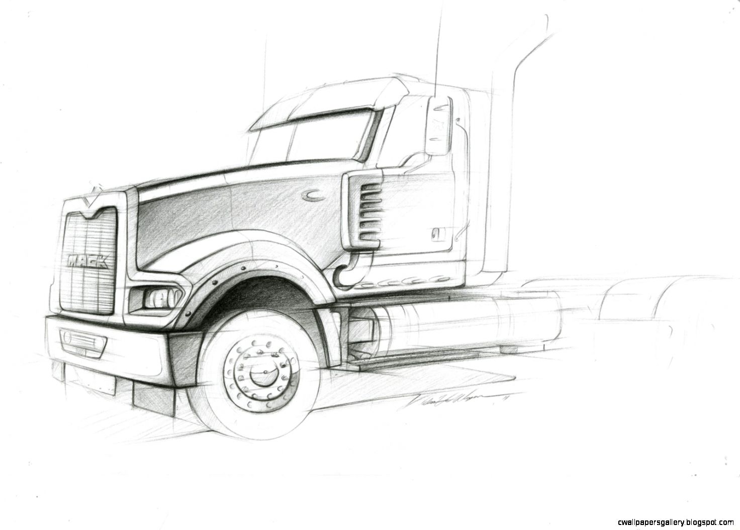 Semi Truck Side View Drawing  Wallpapers Gallery