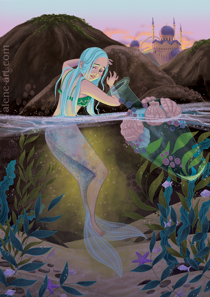 Alene Illustration: The Little Mermaid's Transformation.