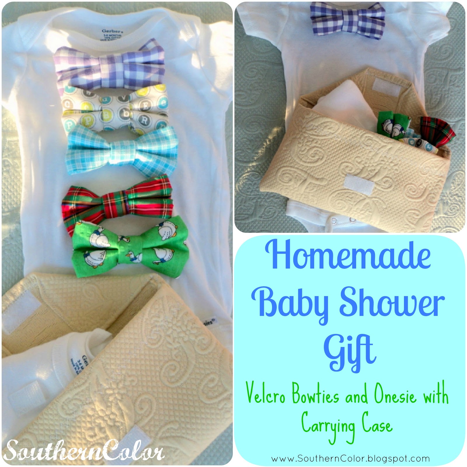 Southern Color Baby Onesie with Velcro Bowties