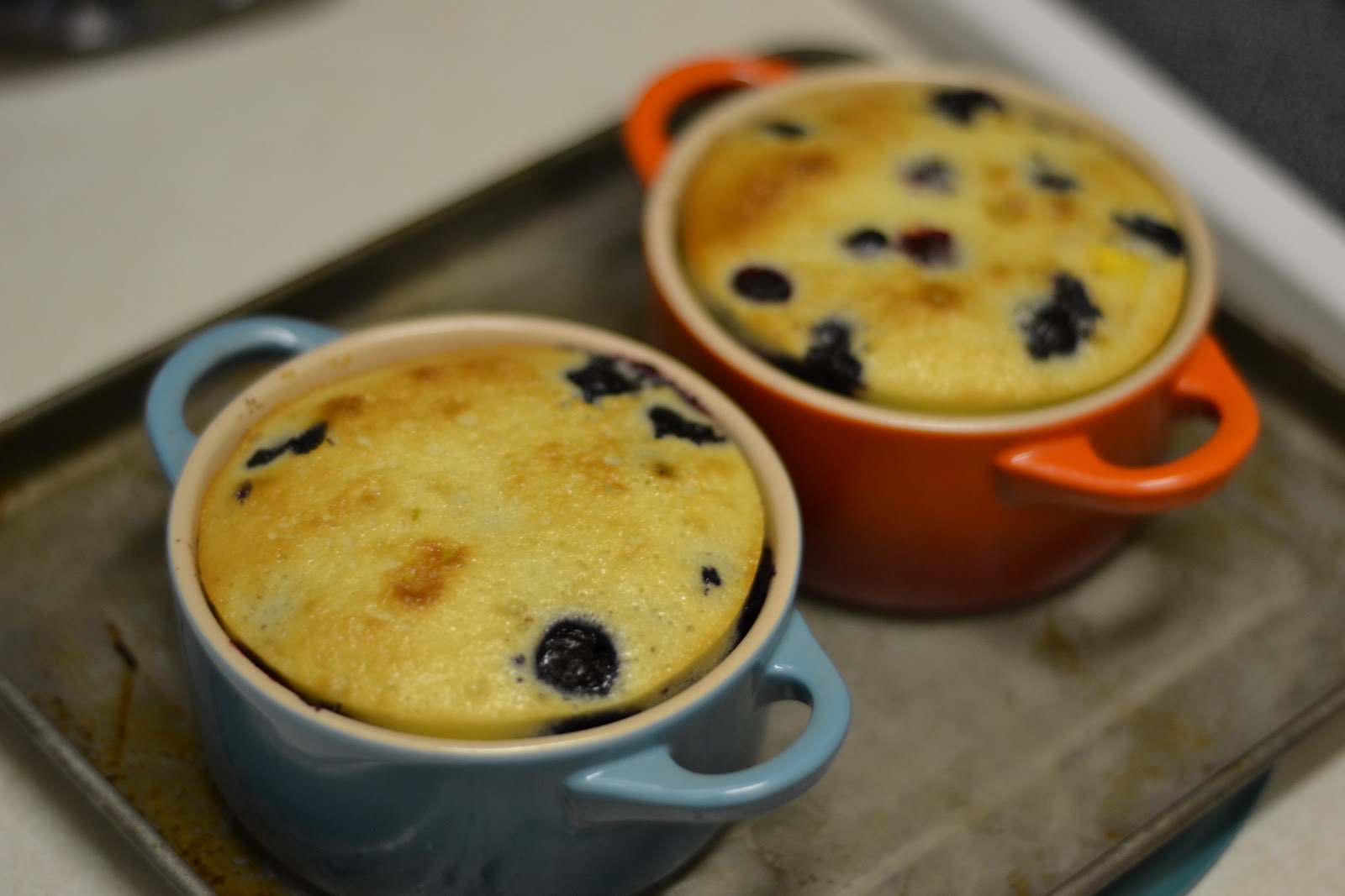 the eibls Peach and Blueberry Clafoutis; Coffee Bar