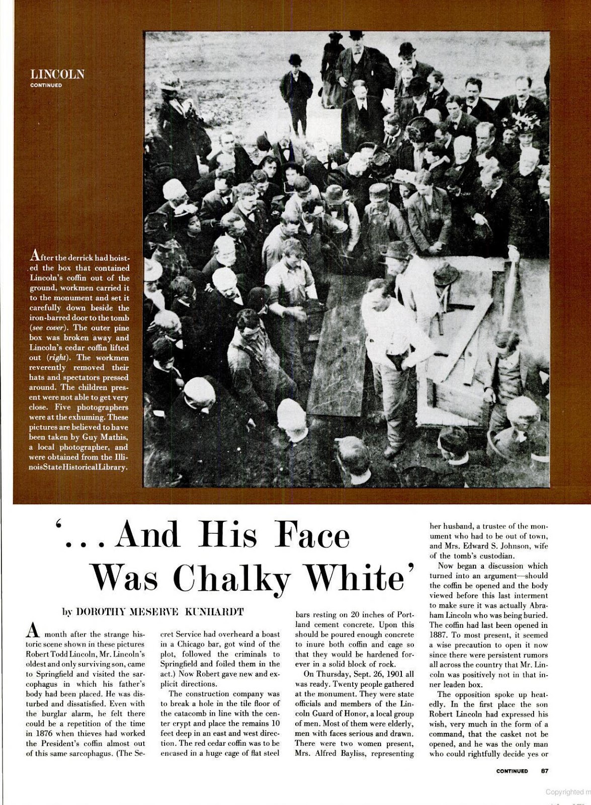 Insomnia Notebook Lincoln exhumed “...and his face was chalky white.”