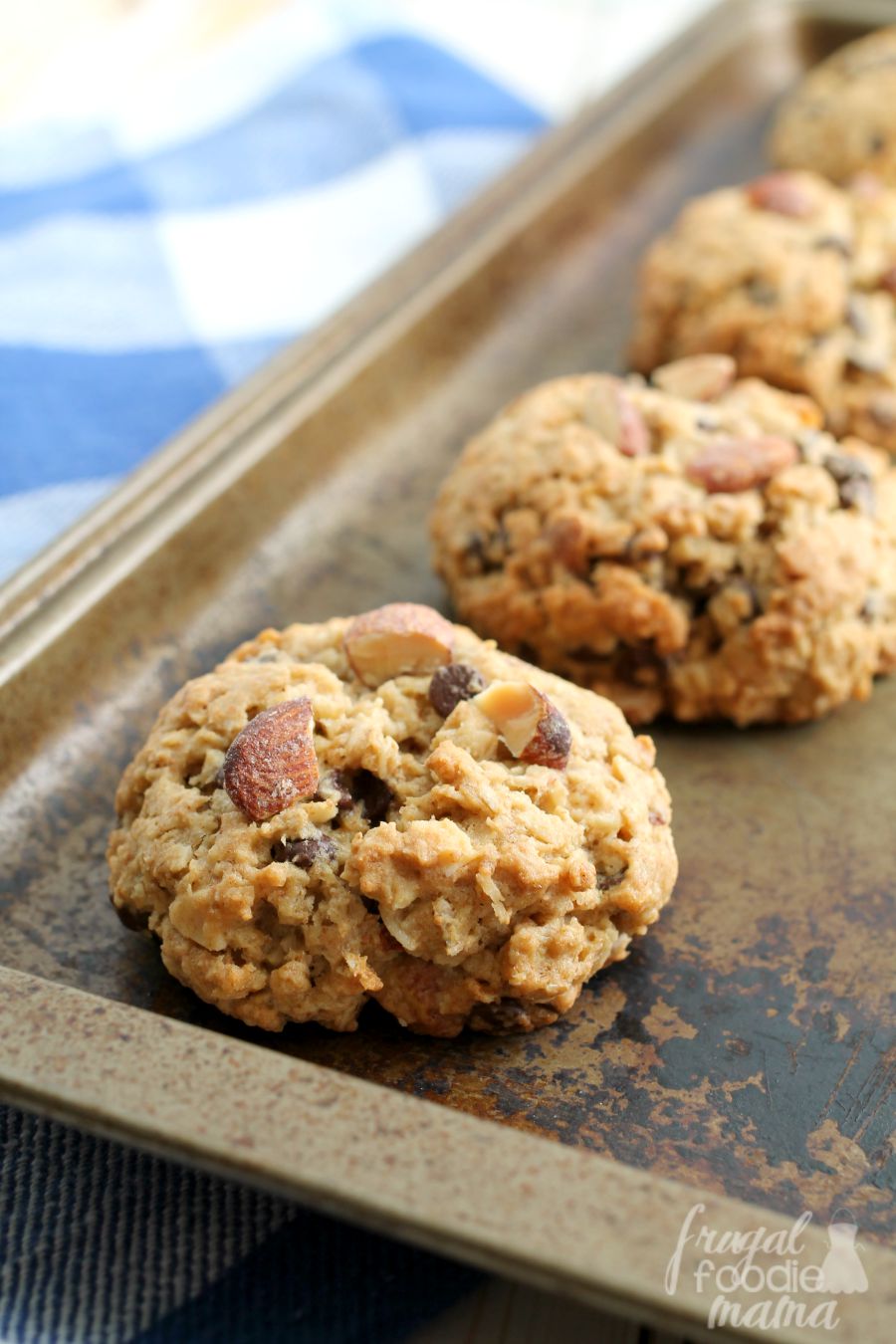 Frugal Foodie Mama Salted Caramel Almond & Chocolate Chip Oatmeal Cookies