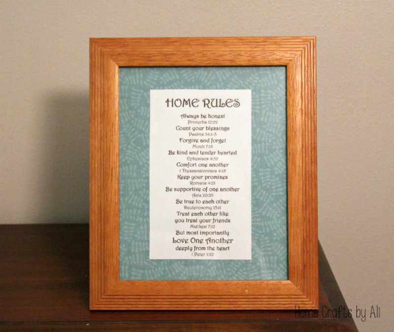 Framed Home Rules Home Crafts by Ali