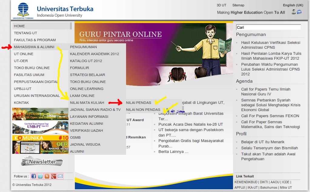 Cara Cek Nilai Mahasiswa UT Pendas &amp; Non Pendas Semua Masa