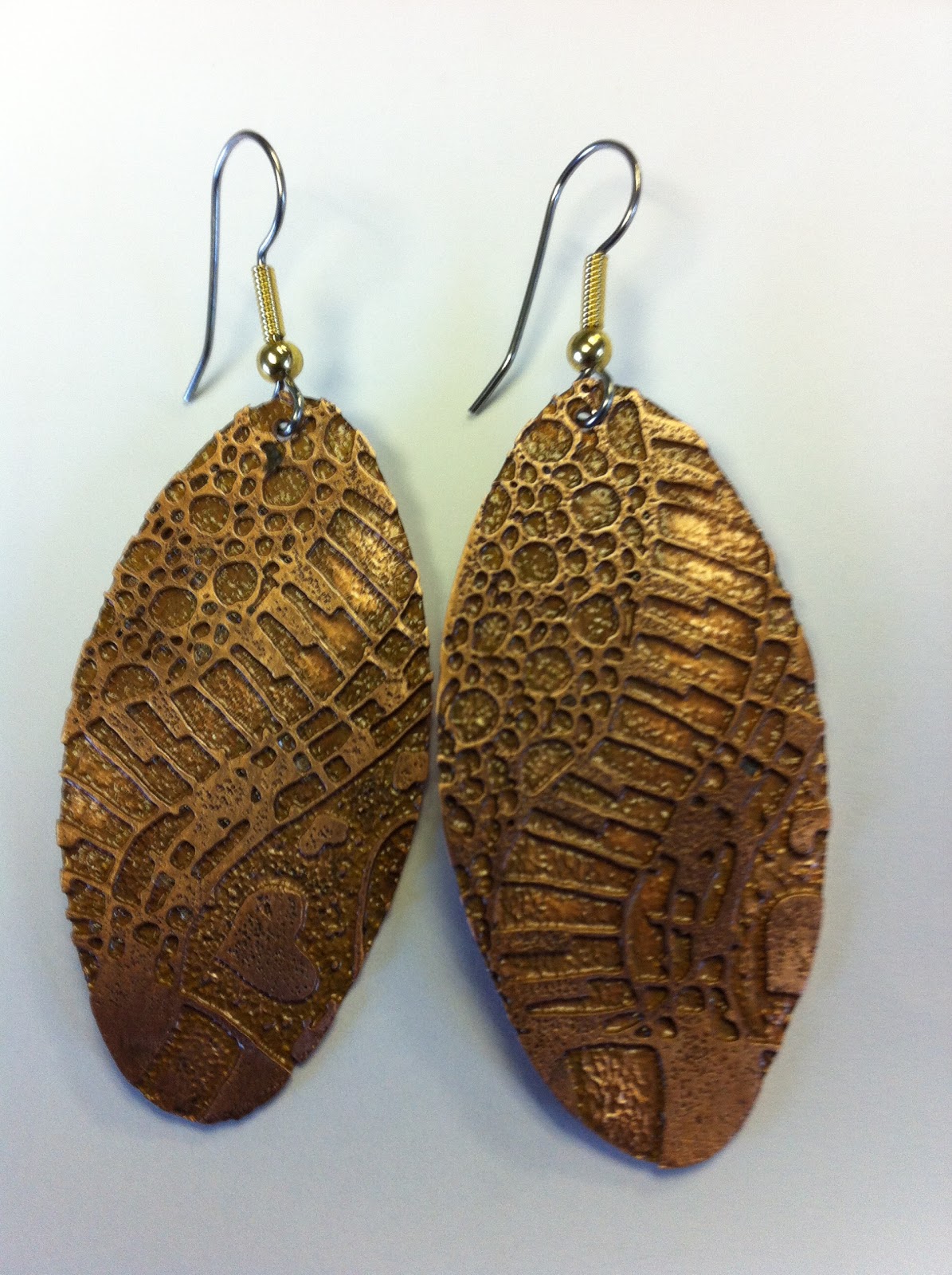 Etched Zentangle Copper Earrings