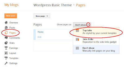 Blogger page tabs