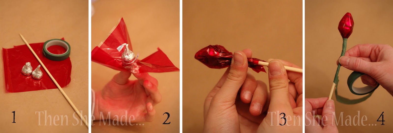 Rosas hechas con chocolates kisses