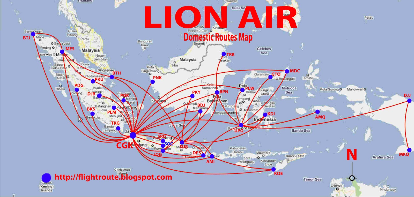 rute pesawat: Rute Penerbangan Lion Air