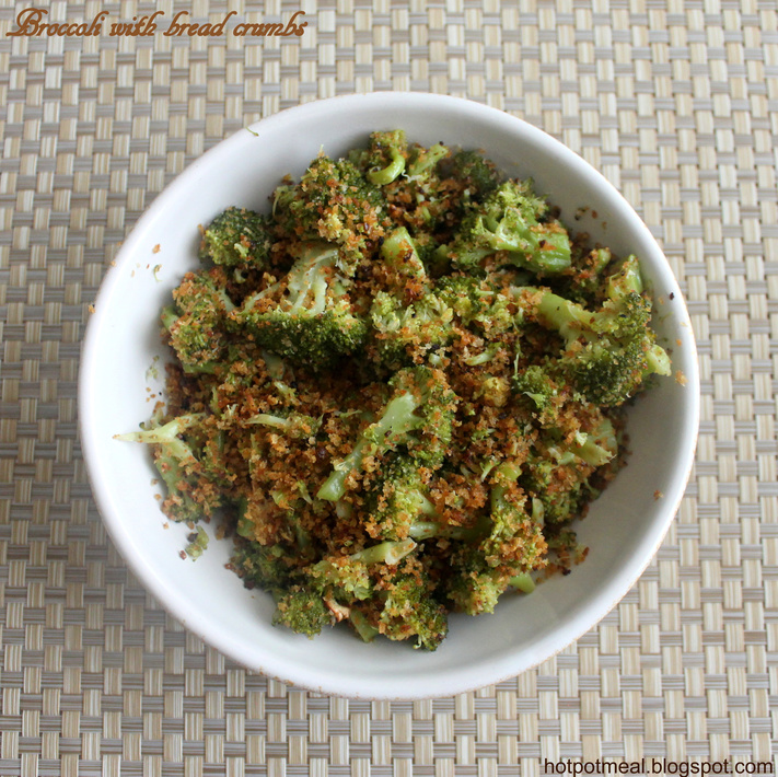 Hot pot cooking Broccoli with bread crumbs