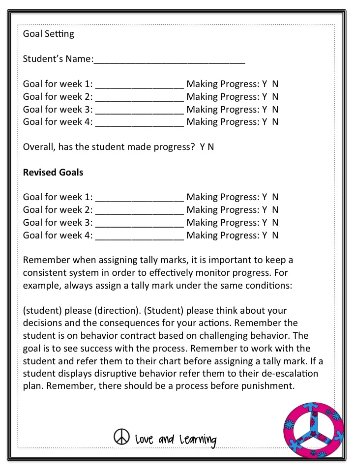 Progress Monitoring Charts For Teachers