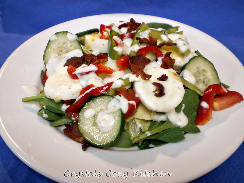 Crystal's Cozy Kitchen BLT Salad with Lemon Garlic Dill Mayo Dressing