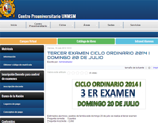 Resultados examen CEPREUNMSM 2014-I Examen Universidad Andina Nestor Caceres Velasquez 1 de Enero