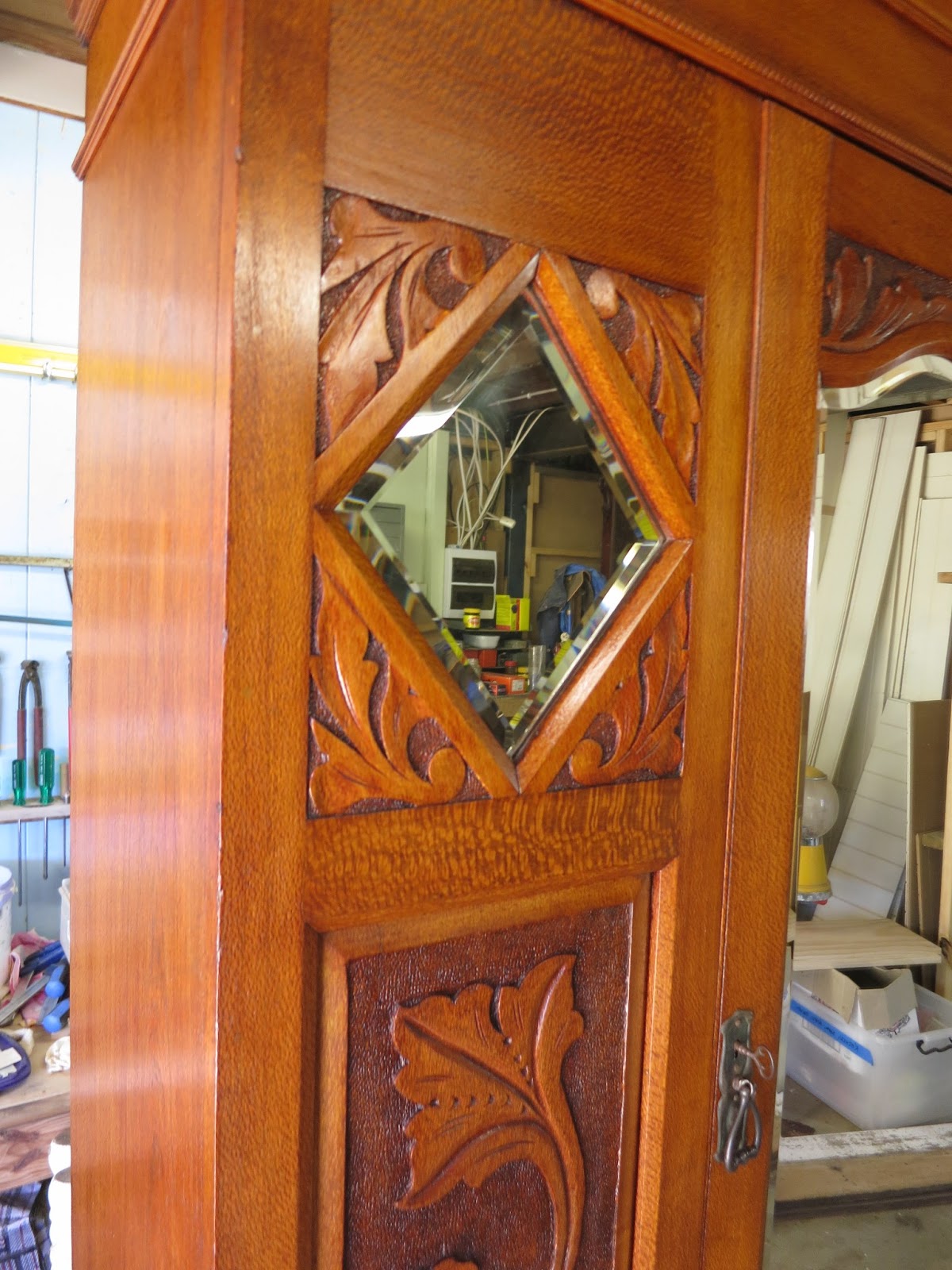 The Antique Polishers Silky Oak Wardrobe C 1910