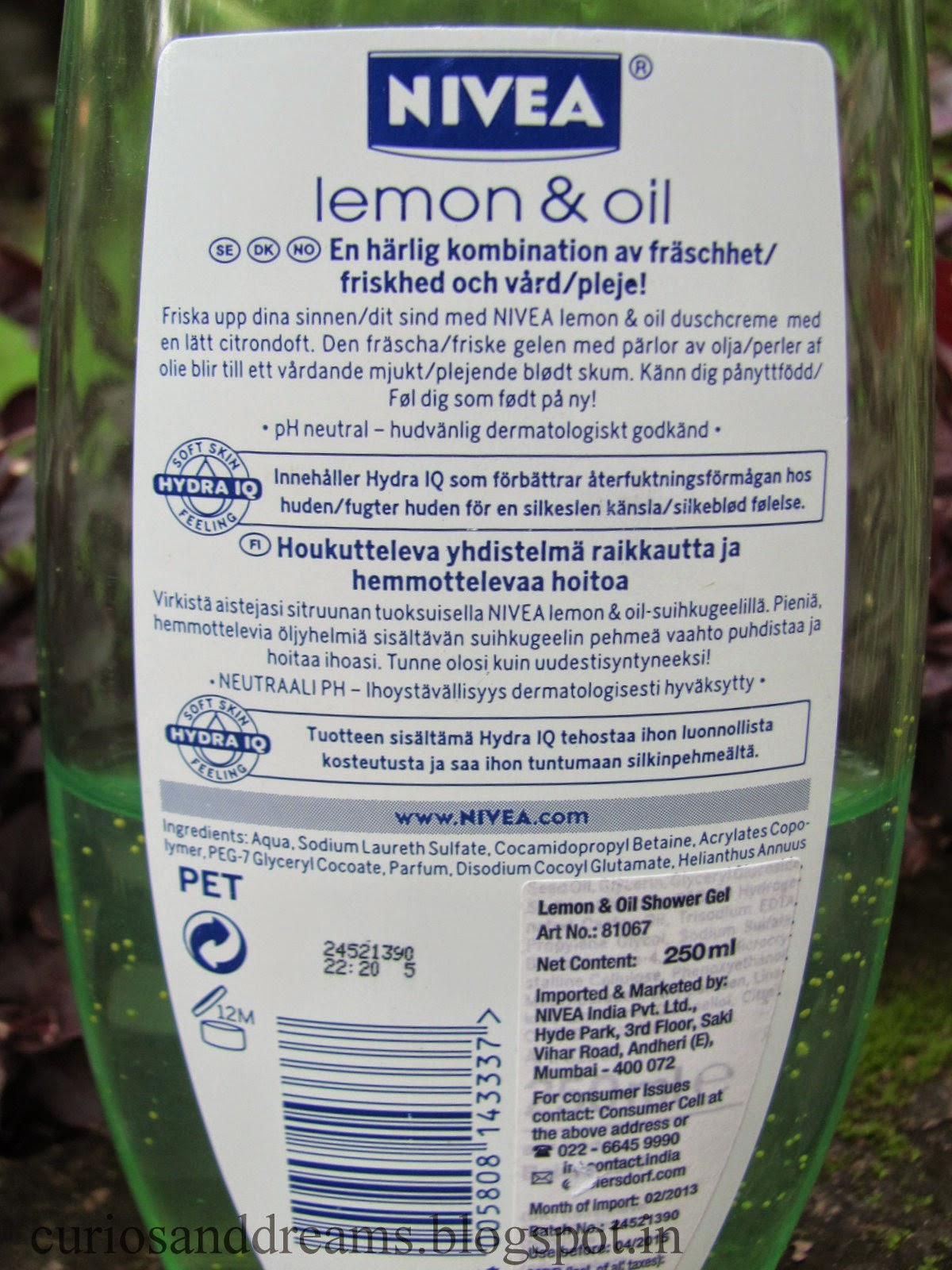 Curios and Dreams Makeup and Beauty Product Reviews Nivea Lemon & Oil Shower Gel Review