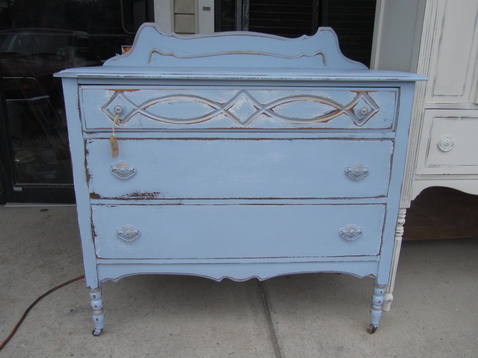 Rustique... The Rehab Boutique Baby Blue Dresser Turned Changing Table!