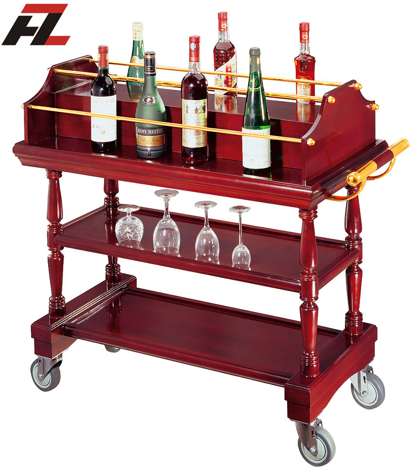 China hotel supplies manufacturer Four Wheels Liquor Display Trolley