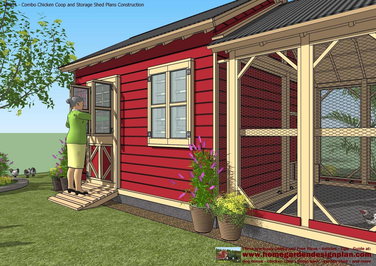 for chick coop CB201 Combo Plans Chicken Coop Plans Construction