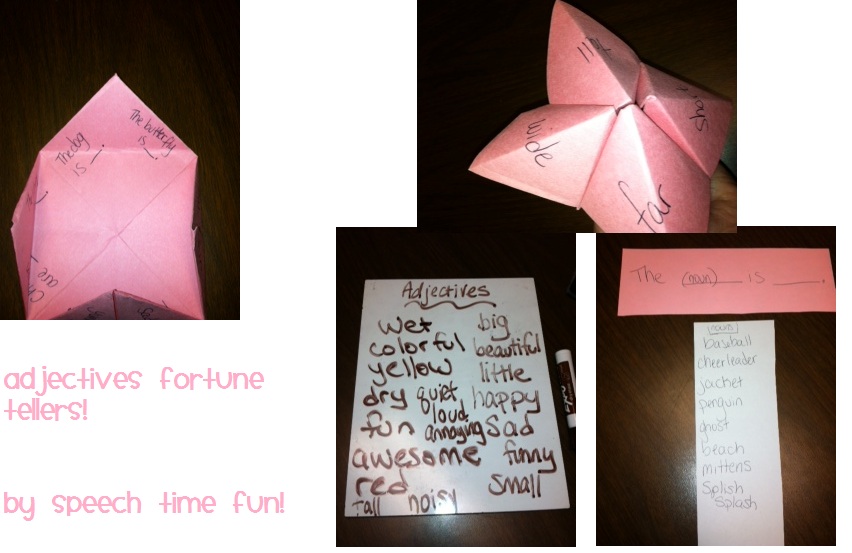 Speech Time Fun Adjectives Fortune Tellers