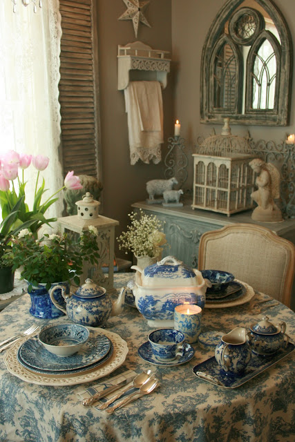 blue and white french country decor