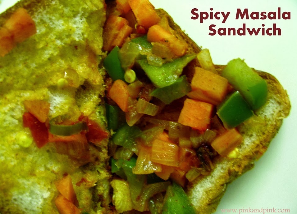 Veg Spicy Masala Sandwich Recipe How To Make Veg Sandwich Pink and Pink