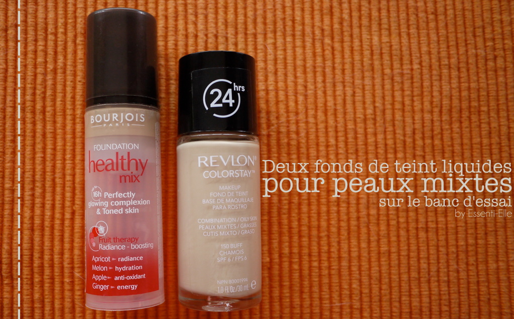 EssentiElle Deux fonds de teint liquides pour peaux mixtes sur le banc d