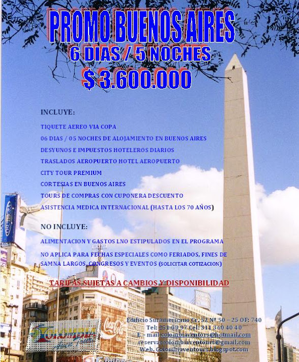 PROMO BUENOS AIRES $ 3.600.000