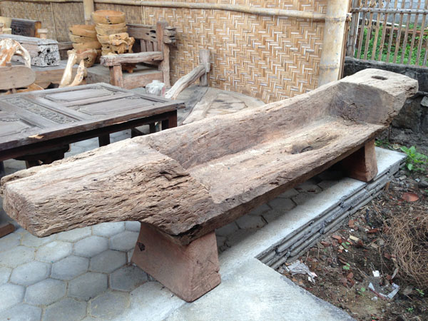 A bench crafted from one single peice of FSC Teak