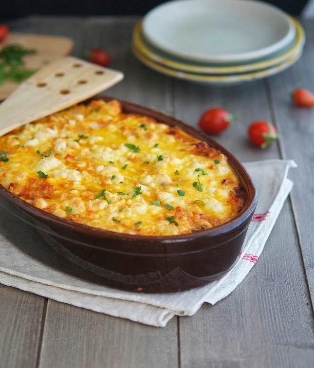 The Iron You Roasted Cauliflower, Tomato and Goat Cheese Casserole