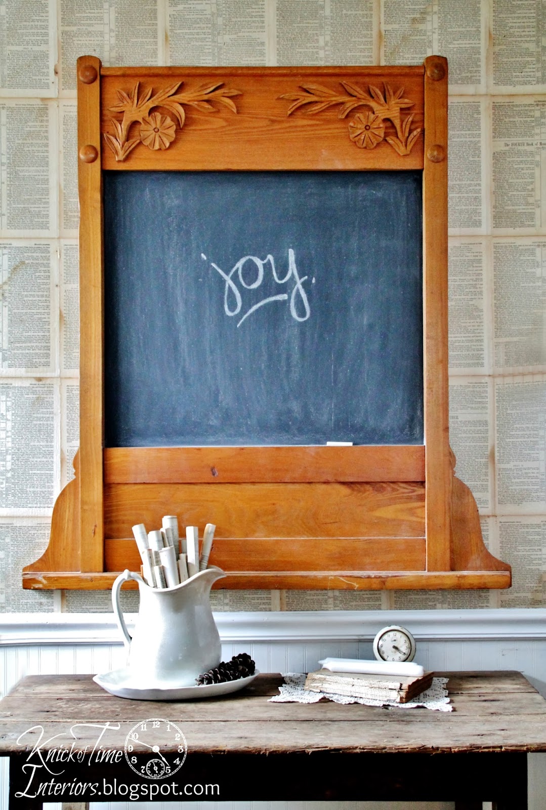 Repurposed Antique Mirror Frame into Chalkboard Oh joy! Knick of Time