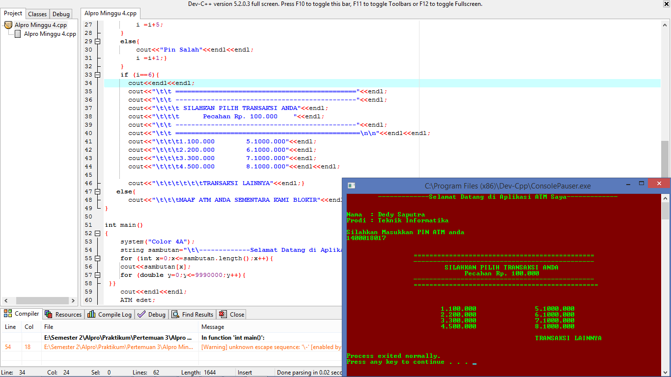 Atm machine program in dev c++ Atm machine program in dev c++