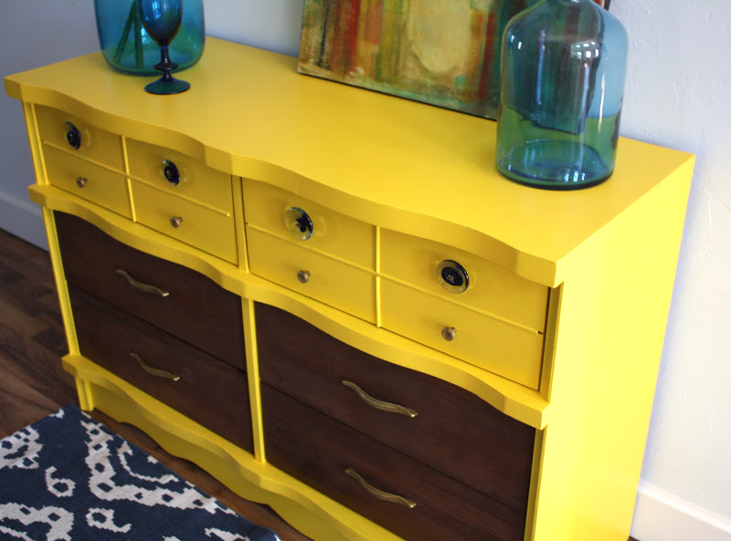 The Turquoise Iris Furniture & Art Mid Century Modern Yellow Dresser