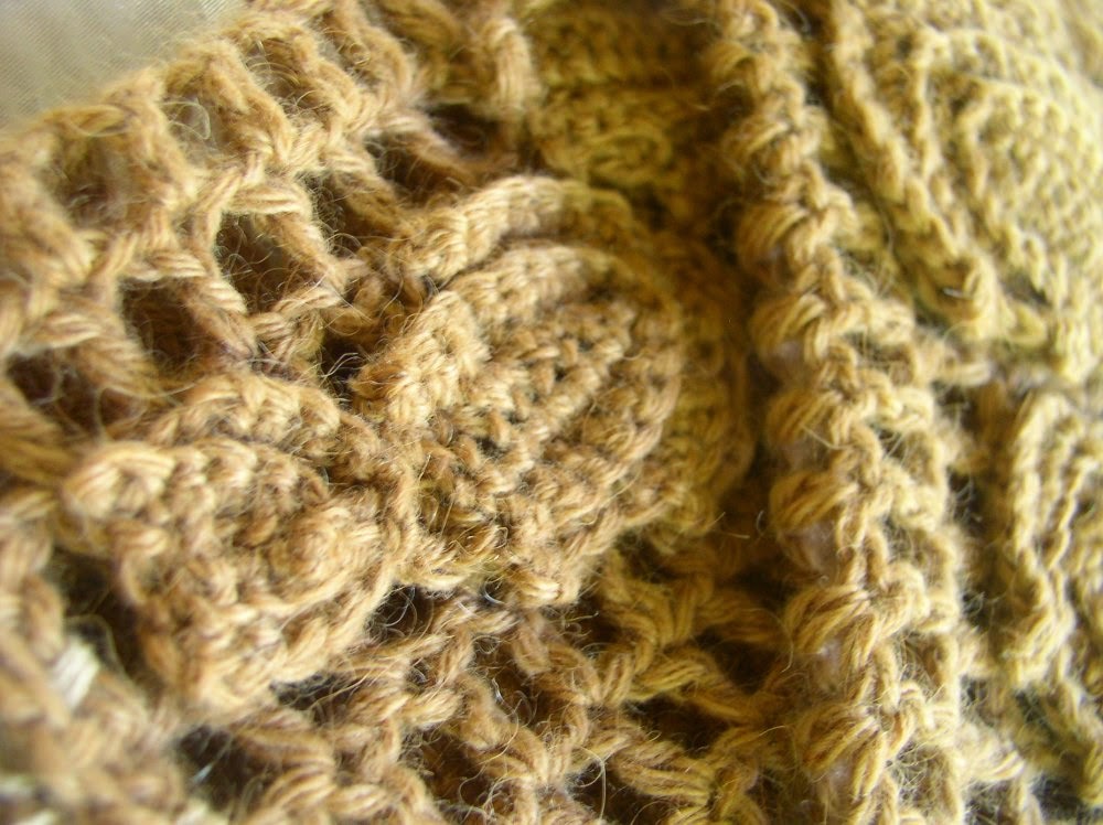 Wrist Warmers with Irish Crochet Leaves
