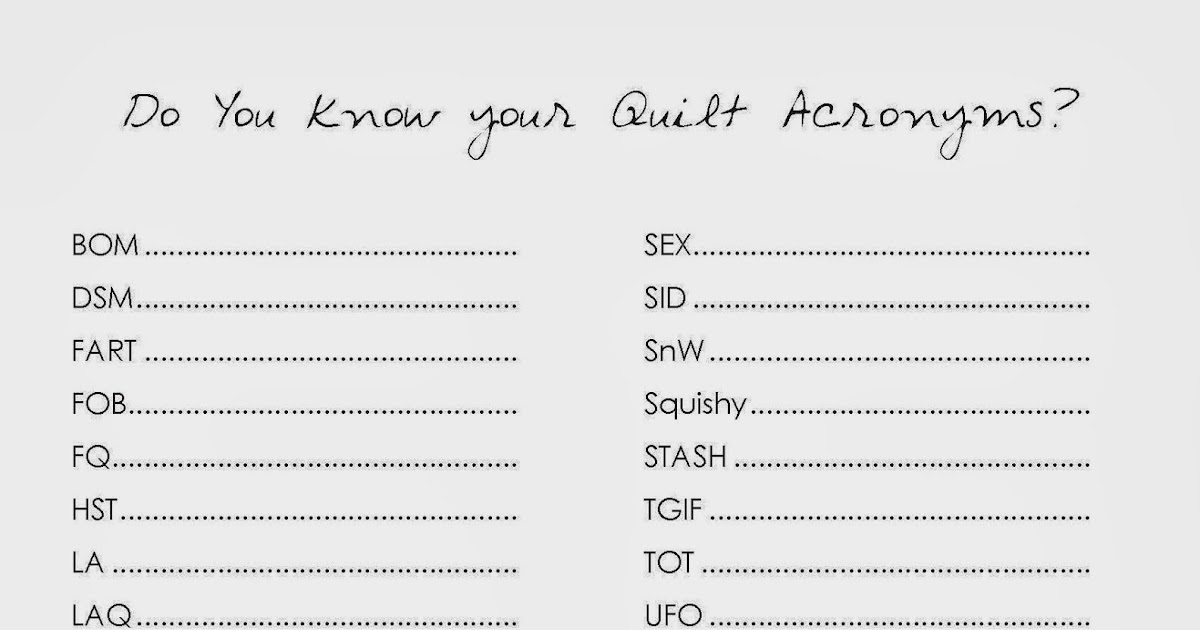 Moda Lissa Quilt Acronyms