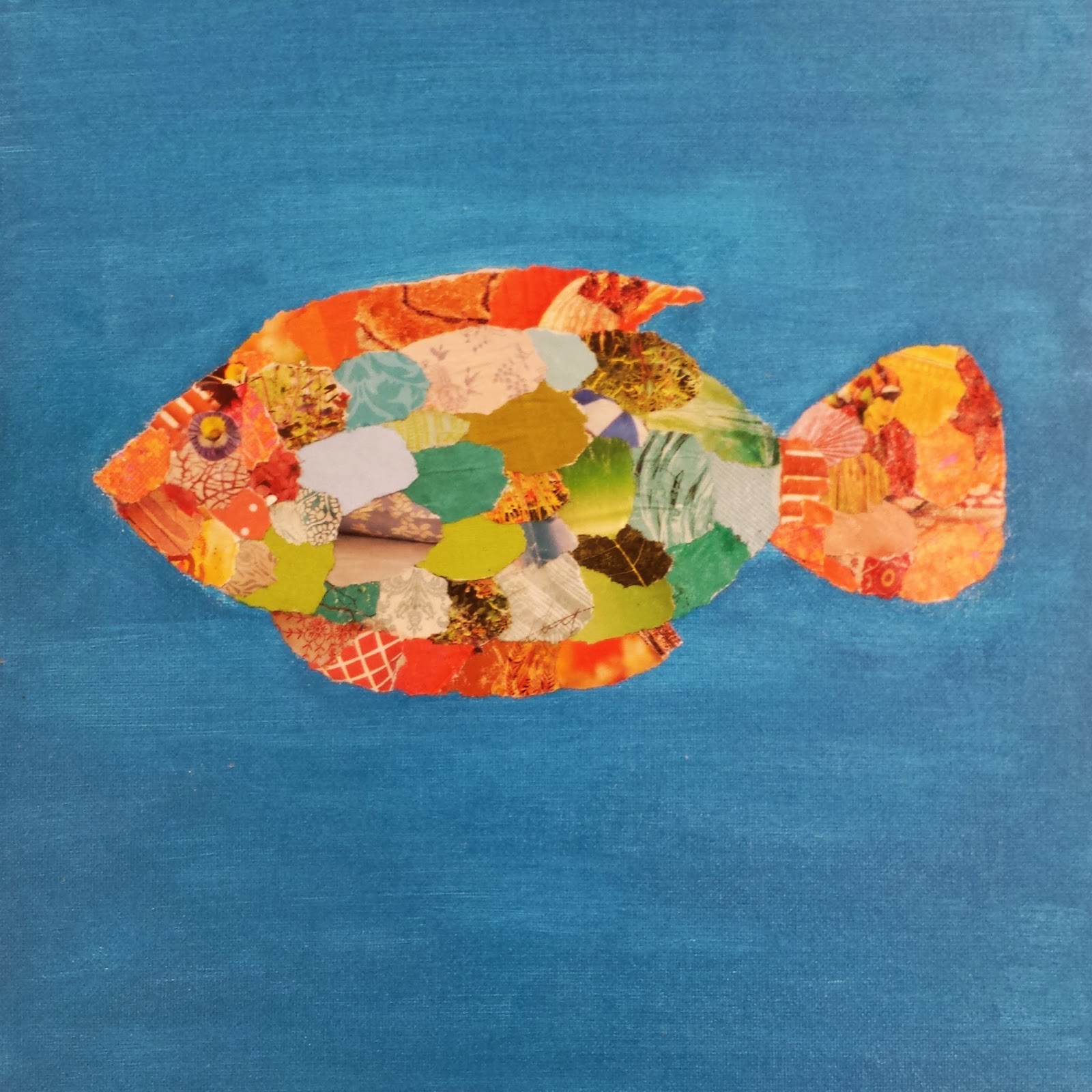 Angela Anderson Art Blog Fish Collage Mixed Media Painting Kids Art Class