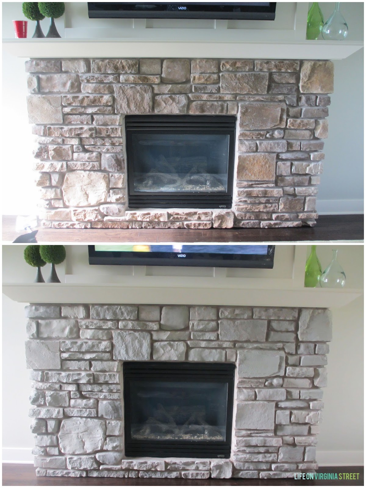 GrayWashed Fireplace Stone Using Annie Sloan Chalk Paint Life On