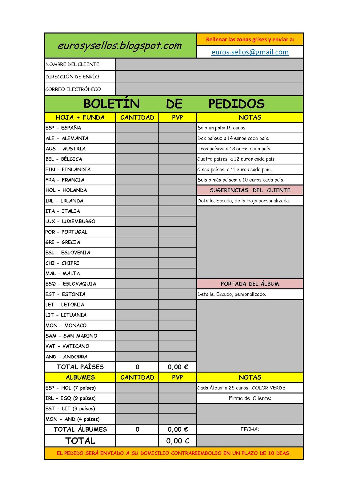 BOLETÍN DE PEDIDOS