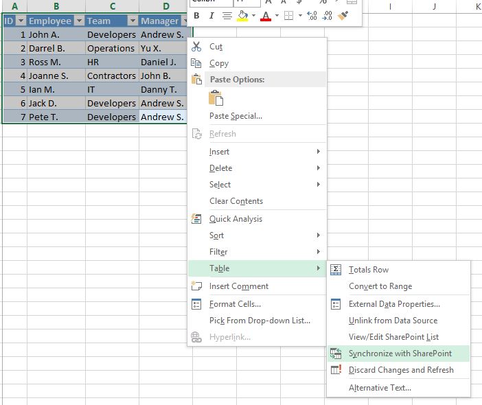 More SharePoint Sync Excel Tables to a SharePoint List