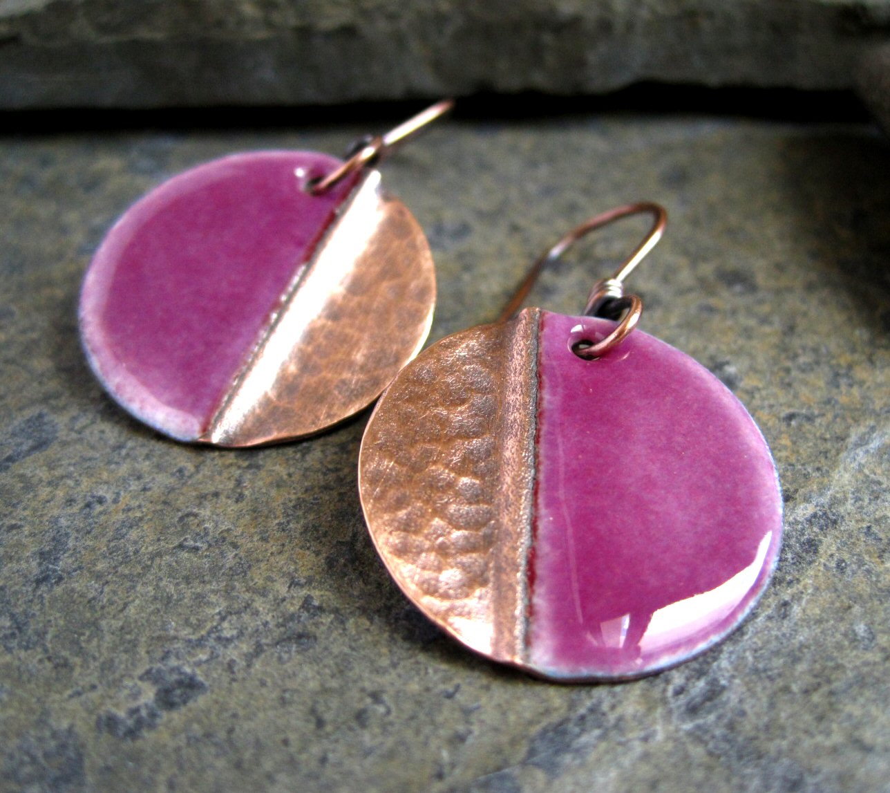 New Fold Form And Torch Enamel Earrings