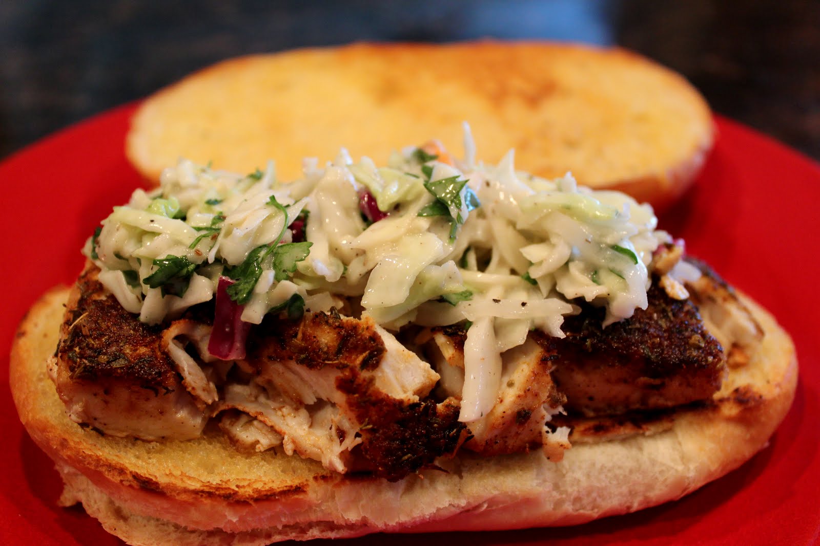 Journey to Fabulous Foods Blackened Fish Sandwiches with Coleslaw