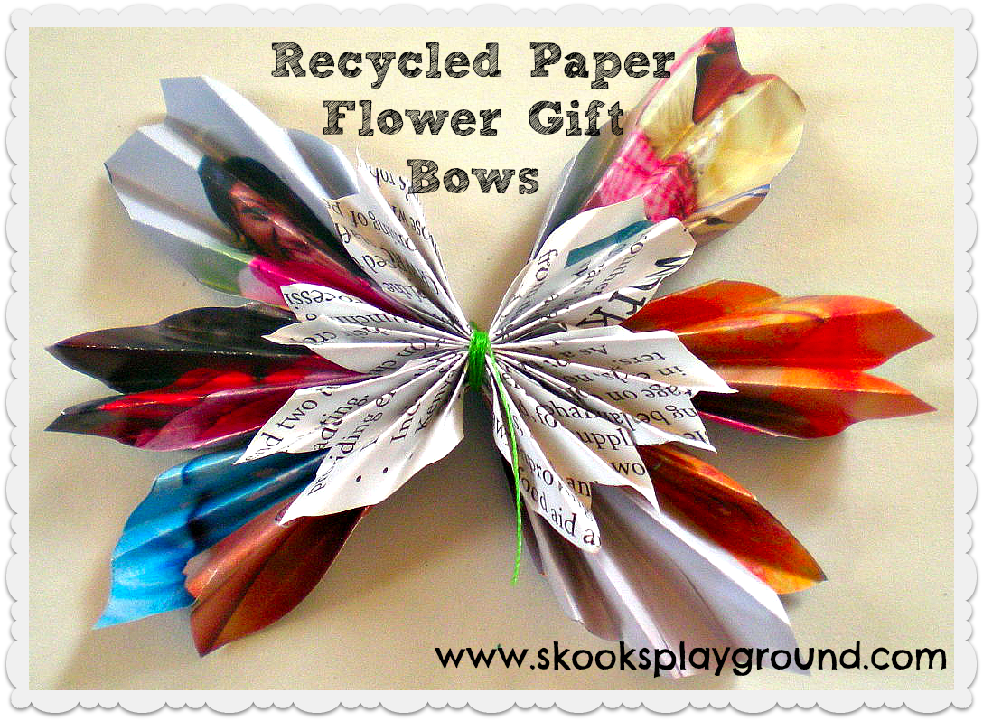 ***Skooks' Playground*** Tutorial Recycled Paper Flower Gift Bows