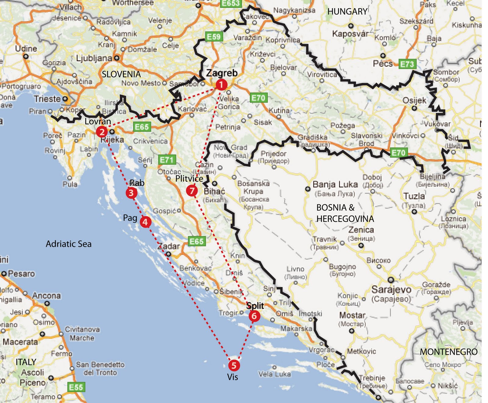 Kroatien Google Maps. meine adria karten kroatiens. insel rab kroatien