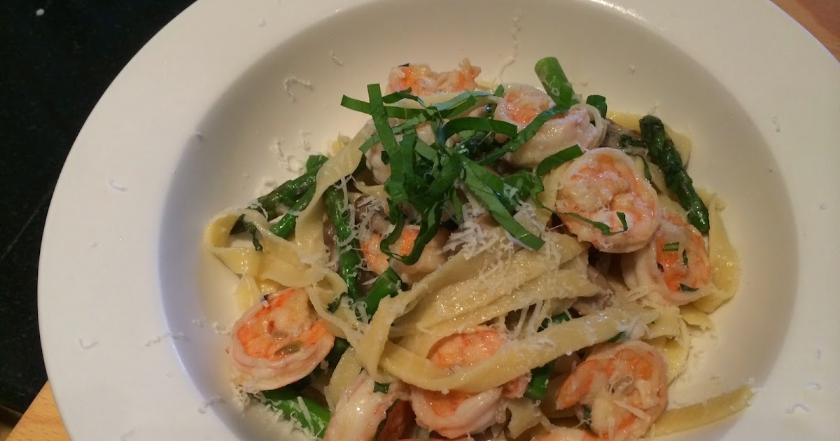 Thyme 2 Taste Shrimp & Asparagus Pasta in a Clam Sauce
